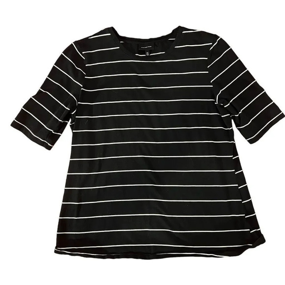 Who What Wear Black and White Striped Elbow Length Tee Size Medium - Picture 2 of 4